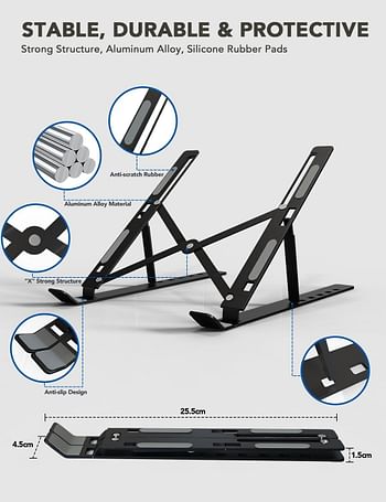 Kouvolsen multi position Laptop Stand, T11, Adjustable Height and Angle