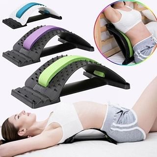 Adjustable Back Stretcher Lumbar Support Stretching Device Posture Corrector for Upper and Lower Back Pain Relief random color