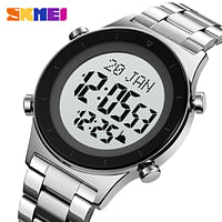 SKMEI 2142  Stainless Steel Hijri Islamic Wristwatch Muslim Azan Prayer with Qibla Compass