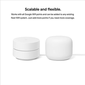 Google Nest Wifi Router and Point GA00822-US 1 Router and 1 Point Snow