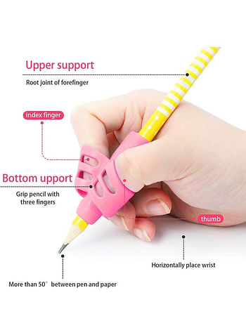 Children Writing Pencil Holder, Learning Practice Silicone Posture Correction Pen Grips for Kids, Comes in Assorted Colors (Pack of  6)