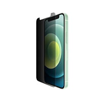 واقي الشاشة الصغير بخصوصية iPhone 12 من Belkin SCREENFORCE - زجاج مقوى مع سطح مضاد للميكروبات ، صلابة 9H ، مضاد للخدش ، مناسب للحافظة مع صينية محاذاة سهلة - الخصوصية