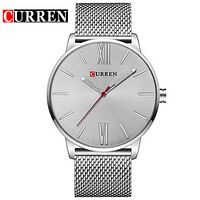 CURREN 8238 Original Brand Stainless Steel Band Wrist Watch For Men silver .