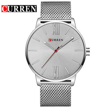 CURREN 8238 Original Brand Stainless Steel Band Wrist Watch For Men silver .