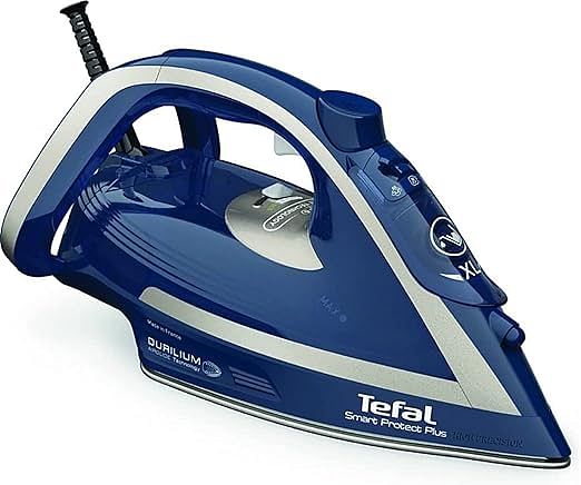 TEFAL Steam Iron |Smart Protect+ Iron Steamer | 2800 W | 270 ml | Durilium Airglide Soleplate Technology | Blue & Silver  | FV6872M0