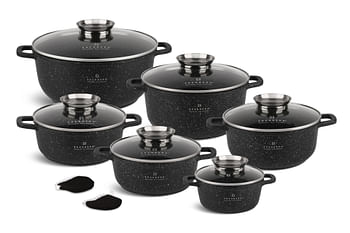 EDENBERG 12 Piece Round Pot Set with Lid| Stove Top Cooking Pot| Cast Iron Deep Pot| Butter Pot| Chamber Pot with Lid