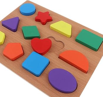 13 Pieces Wooden Multiple Shapes Board Toy for Toddlers, Learning Puzzle, Early Education Activity