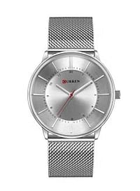 CURREN Men's Waterproof Stainless Steel Mesh BAnd Casual Quartz Watch 8303 - 41 mm - Silver White