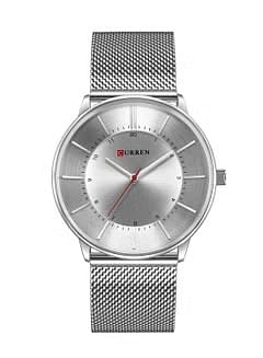 CURREN Men's Waterproof Stainless Steel Mesh BAnd Casual Quartz Watch 8303 - 41 mm - Silver White