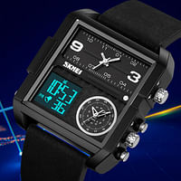 SKMEI 2021 Transparent  Case Square Watch w/ Three Dials.