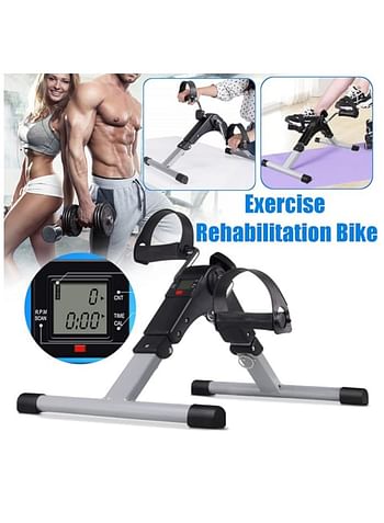 Portable Pedal Exerciser - Arm & Leg Exercise Peddler Machine -  Fitness Equipment for Seniors and Elderly - Folding Exercise Bike - Silver/Black