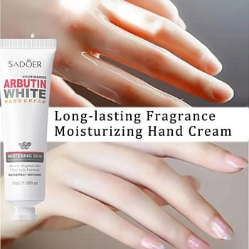Niacinamide Arbutin Hand Whitening and Moisturizing Cream, Non-Greasy Cream Hydrated and Moisturizes Hand Dry Skin - 30 g