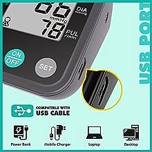 Blood Pressure Monitor Fully Automatic Digital Large Display And Adjustable Arm-Cuff Comes With Micro USB Port Black Color