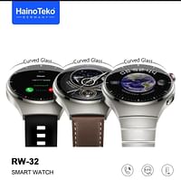هينو تيكو ساعة RW-32 4 برو زجاج منحني smartwatch ألمانيا 2023 موديل مع 3 أحزمة أزواج - أسود