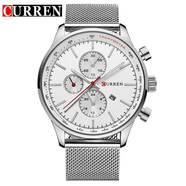 CURREN Men's 8227 Waterproof Stainless Steel Analog Watch SILVER