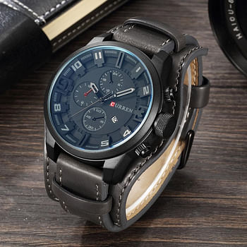 CURREN 8225 Original Brand Leather Straps Wrist Watch For Men