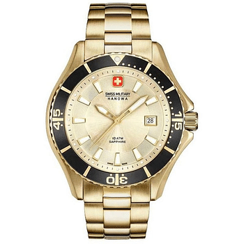 Swiss Military Hanowa Men's Analogue Quartz Watch with Stainless Steel Strap 06-5296.02.002 - Gold