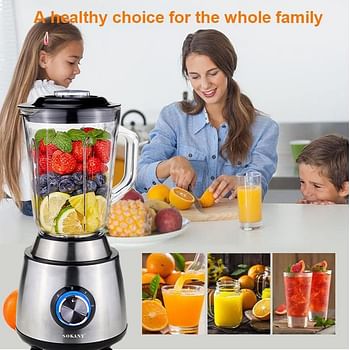 Sokany SK-155 2 in 1 Smoothie Blender Grinder, 2 Speed, 1.5L Blender Mixer with 0.3L Jar for Grinding, Ice Crush Function, Stainless Steel Blade