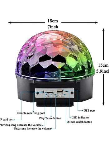 Bluetooth Disco Ball Lights,9 Colours LED Party Lights DJ Sound Activated Rotating Lights Wireless Phone Connection With Bluetooth Speaker and Remote Control