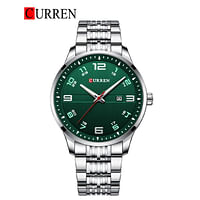 CURREN 8411 Original Brand Stainless Steel Band Wrist Watch For Men - Silver and Green