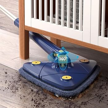 360 Rotatable Triangular Cleaning Mop with Telescopic Scrubber Brush for Hardwood Windows Floor Tile Set