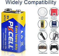 9V Battery,Super Heavy Duty Battery,6F22 Square batteries,Carbon Zinc,for Remote Control Toys Smoke Alarm,2 Pc,PKCELL