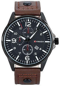 Curren 8164 Original Brand Leather Straps Wrist Watch For Men / Dark Brown