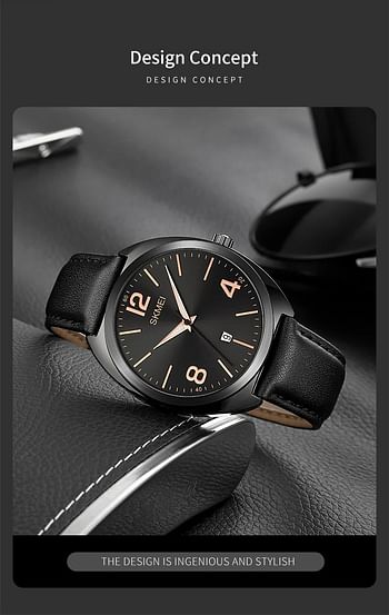 SKMEI 1891  Genuine Leather Strap Quartz Wristwatches For Male.