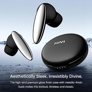 Mivi DuoPods A750 True Wireless Earbuds, 55+ Hrs Playtime, Multi Device Connectivity, AI-ENC for Call Clarity, Type C Fast Charging, Metallic Finish, 13MM Drivers, IPX 4.0 - Black