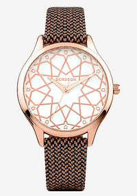BERGSON Wristwatch, rose gold / brown