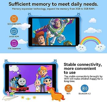 Blackview Tab5 Kids Tablet 8 inch, Android 12 Tablet for Kids, 3GB+ 64GB, 5580mAh, HD+ IPS Screen Kids Tablets with Parental Control Mode, Bluetooth, Google Play, WIFI, Kid-Proof Case (Blue)