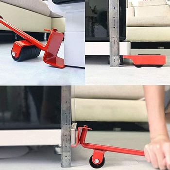 Furniture Lifter Mover Tool Set and 4 pcs 3.9"x3.15" Furniture Slides Kit, Furniture Move Roller Tools, 360 Degree Rotatable Pads, Suitable for Sofas, and Refrigerators