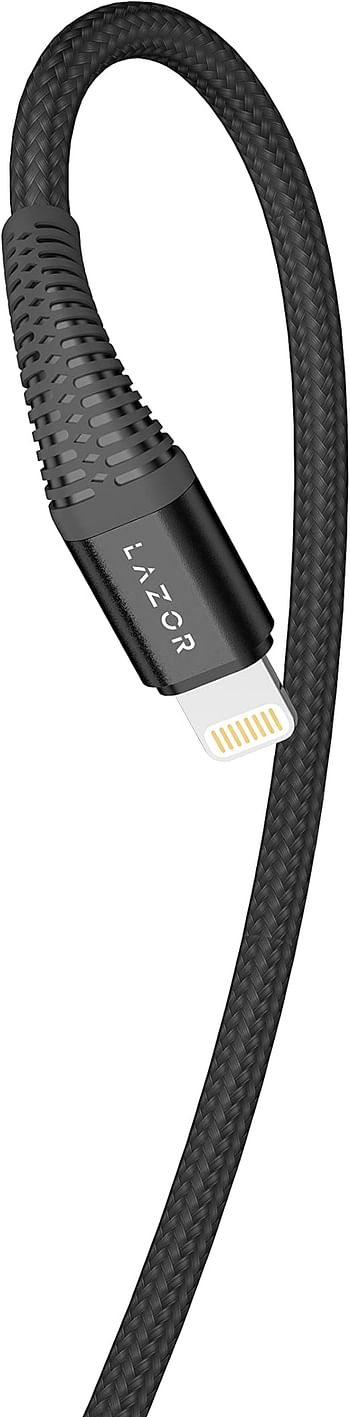 LAZOR Flow CL32 USB-A TO Lightning Fast Charging Cable, Premium 1 Meter, 2.4A Fast Sync and Charge Cable - Black