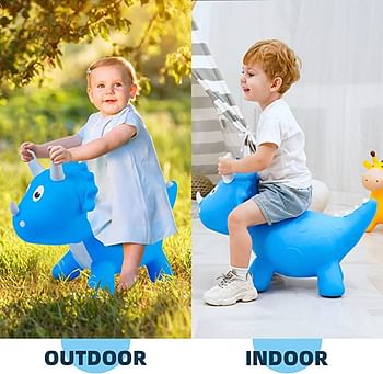 UKR Ride on Dinosaur Jumping Inflatable Bouncy Hopper for Toddlers with Pump Bouncy Animals Hopping Toys