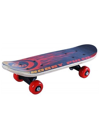 43 CM Wooden Skateboard for Kids 7 Layer Maple Wood Smooth Wheels Outdoor Sports Games Comes in Assorted Colors and Designs - Bobby Puled Black & Red