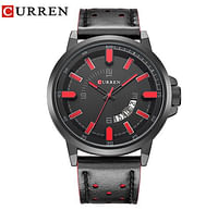 CURREN 8228 Original Brand Leather Straps Wrist Watch For Men Black