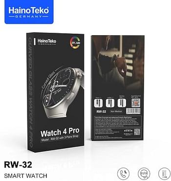 Haino Teko Germany Smart Watch 4 pro RW-32 with AMOLED Curved Glass with 3 pairs Strap
