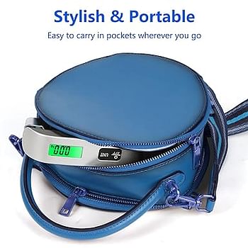 Digital Luggage Scale, Portable Handheld Baggage Electronic Scale, Suitcase Scale with Temperature Sensor and 110 Pound Capacity Hanging Luggage Weight Scale for Travel - Battery Included