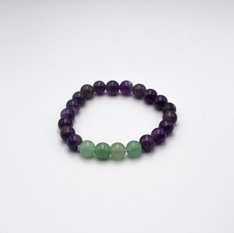 Natural Amethyst and Green Aventurine Crystal Bracelet