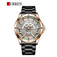 CURREN 8381 Original  Brand Stainless Steel Band Wrist Watch For Men Black Rose Grey
