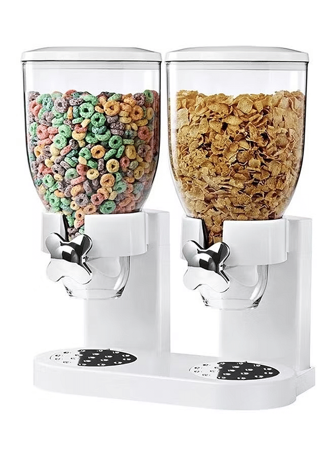 Double Head Cereal Dispenser White/Clear 33x19x40cm