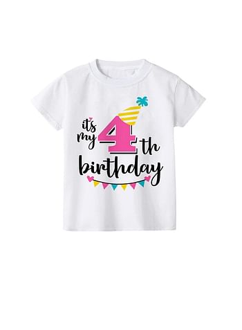 Its My 4th Birthday Party Boys and Girls Costume Tshirt Memorable Gift Idea Amazing Photoshoot Prop Pink