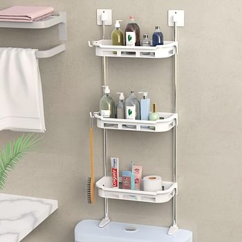 Over The Toilet Storage 3-Tier Bathroom Organizer, No Drilling Space Saver Wall Mount Multifunctional Toilet Rack