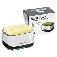 2-in-1 Soap Pump Dispenser with Sponge Holder White & Grey