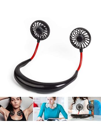 Portable Fan 360 Degree Universal Adjustment USB Rechargeable with Dual Wind Head Fan Hand Free Wearable Neckband Fan Large Speed Range, Intelligent Wind Speed Control Operated, Convenient And Fast Sports, Leisure, Office, Fitness Lower Wind Noise