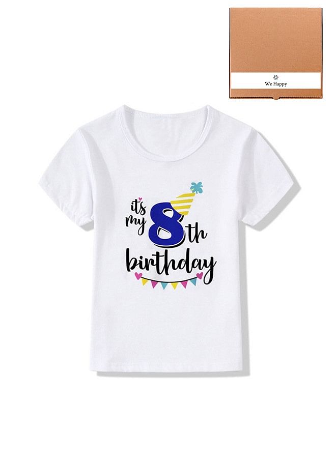 Its My 8th Birthday Party Boys and Girls Costume Tshirt Memorable Gift Idea Amazing Photoshoot Prop Blue