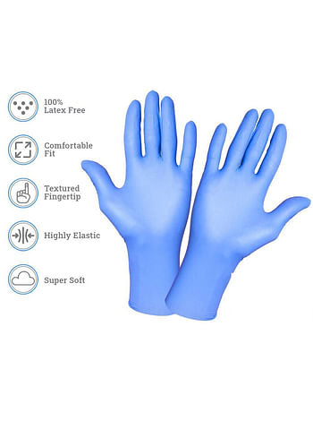 Powder Free Nitrile Disposable  Blue Gloves Extra Large 100 Pcs