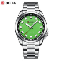 Curren 8451 Original Brand Stainless Steel Band Wrist Watch For Men - Silver and Green