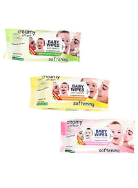 Pack of 3 Baby Wipes Soft and Gentle Cleansing Wet Towels Alcohol Free, and Perfect for Sensitive Skin 80 Pcs each.