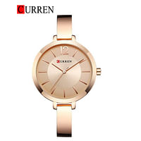 Curren 9012 Original Brand Stainless Steel Band Wrist Watch For Women / Rose Gold Strap and Dial